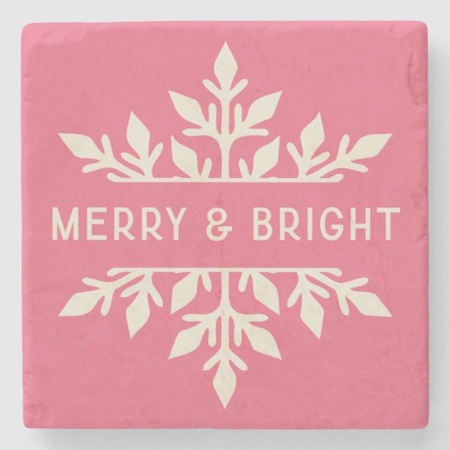 Merry & Bright Modern Typography Snowflake Stenunderlägg (Framsidan)