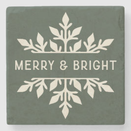Merry & Bright Modern Typography Snowflake Stenunderlägg