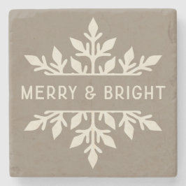 Merry & Bright Modern Typography Snowflake Stenunderlägg