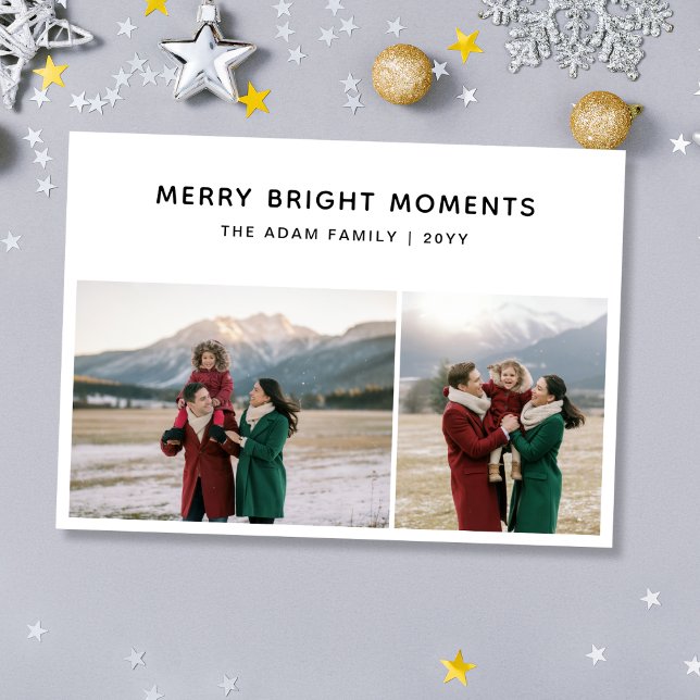 Merry Bright Moments Modern 2 Foto Julkort (Skapare uppladdad)
