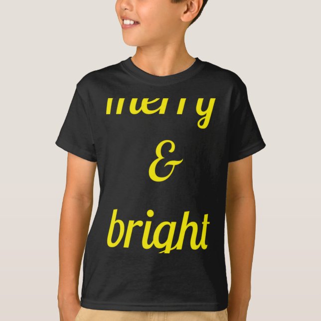 Merry Bright Navy Blue Yellow Gift T Shirt  (Framsida)