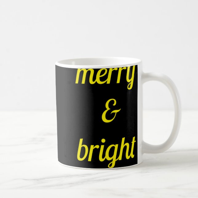 Merry Bright Navy Blue Yellow Gift T Shirt  Kaffemugg (Höger)