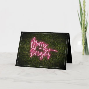 Merry + Bright Neon Sign Boxwood Jul Kort