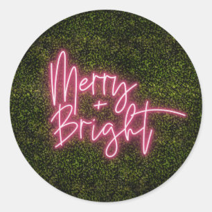 Merry + Bright Neon Sign Boxwood Jul Runt Klistermärke