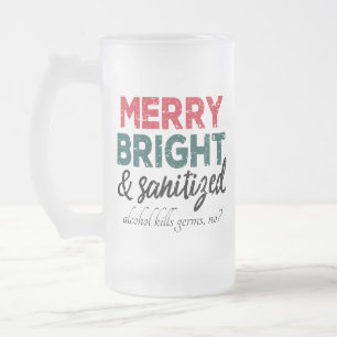 Merry Bright och Sanitized Dödor av alkohol Frostat Ölglas