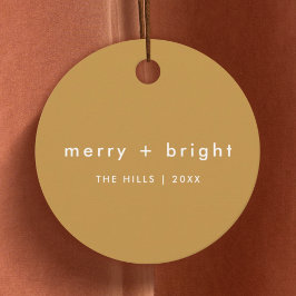 Merry + Bright | Ocher Mustard Guld jul Gåvor Etiketter