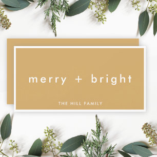 Merry + Bright Ocher Mustard Guld jul Julkort