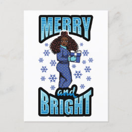 Merry & Bright Pajama Melanin X-mas Sweater Sista Helg Vykort