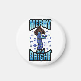 Merry & Bright Pajama Melanin X-mas Sweater Sista Magnet