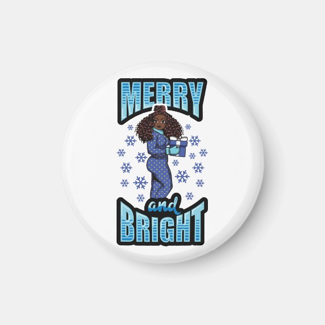 Merry & Bright Pajama Melanin X-mas Sweater Sista Magnet (Framsidan)