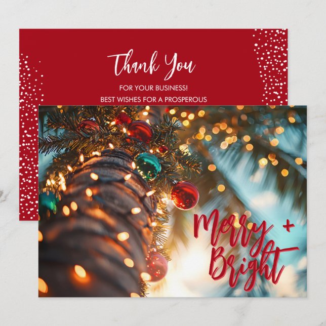 Merry + Bright Palm Tree Business Logo Julkort (Fram/baksida)