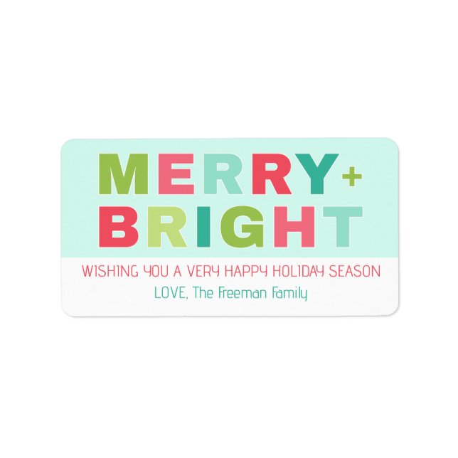 Merry + Bright Pastel Helgdag Gift-etikett Adressetikett (Framsidan)