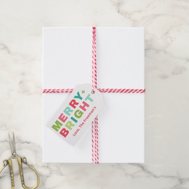 Merry + Bright Pastel Helgdag Gift-Märkre Presentetikett (Med Snöre)