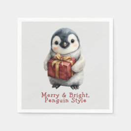 Merry & Bright Penguin Christmas Pappersservett
