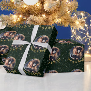 Merry & Bright Photo Grönt Guld Starlight Presentpapper