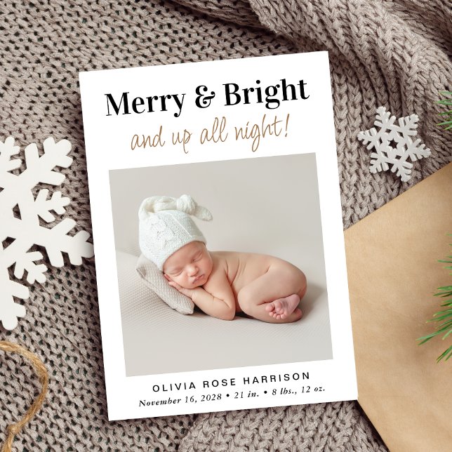 Merry Bright Photo jul Helgdag Birth Meddelande (A fun and unique way to thank family and friends and to introduce them to your baby this Christmas)