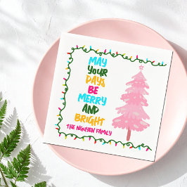 Merry Bright Pink Christmas Tree Custom Party Pappersservett