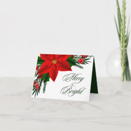Merry & Bright Poinsettia Gräs Greenery Träd Lämna Kort