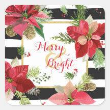 Merry & Bright Poinsettias, Black Rand Stickers