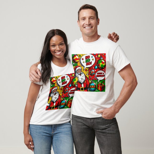 Merry & Bright Pop Art - Fet jul T-Shirt (Unisex)