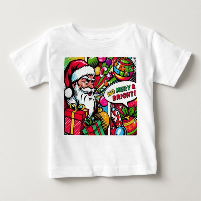 Merry & Bright Pop Art - Fet jul T-Shirt (Framsida)