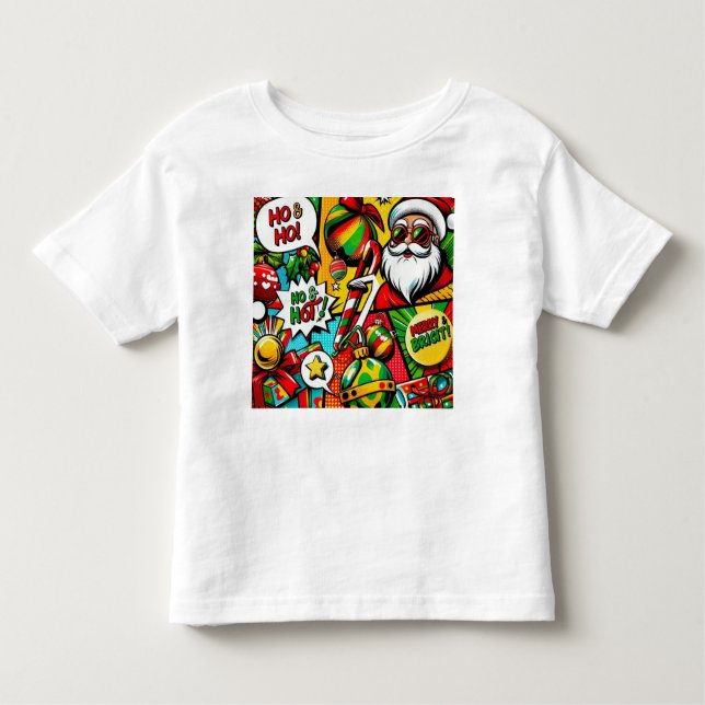 Merry & Bright Pop Art - Fet jul T-Shirt (Framsida)