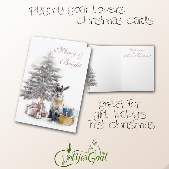 Merry & Bright Pygmy Goat Baby Rosa Kort (Skapare uppladdad)