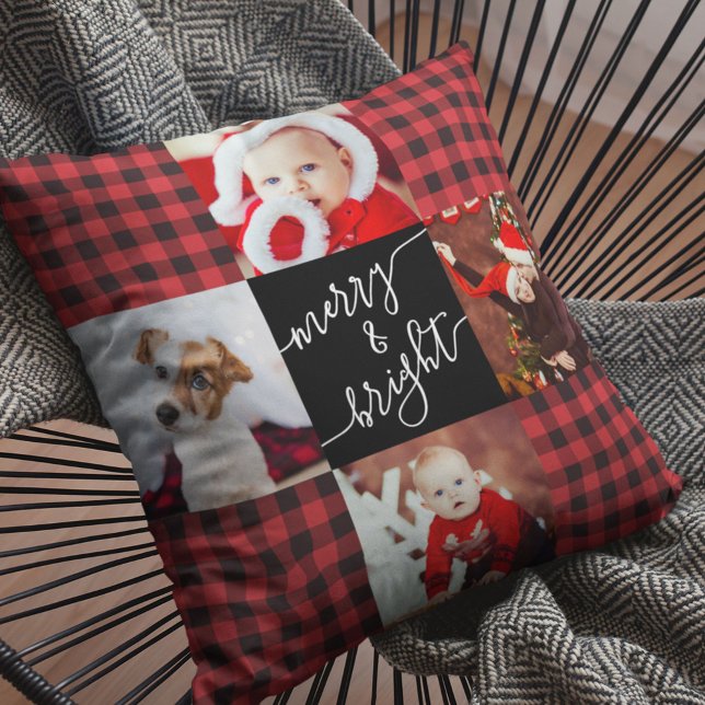 Merry & Bright Red Buffalo Play-julfoto Kudde (Skapare uppladdad)