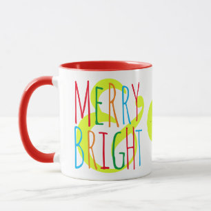 Merry & Bright Red, Grönt Blue Typography-Helgdag Mugg