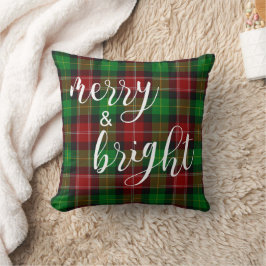 Merry & Bright Red Grönt Play Tartan jul Kudde