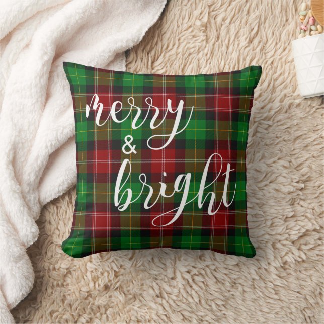 Merry & Bright Red Grönt Play Tartan jul Kudde (Filt)