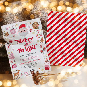 Merry & Bright Red Rosa jultomten Party Inbjudningar