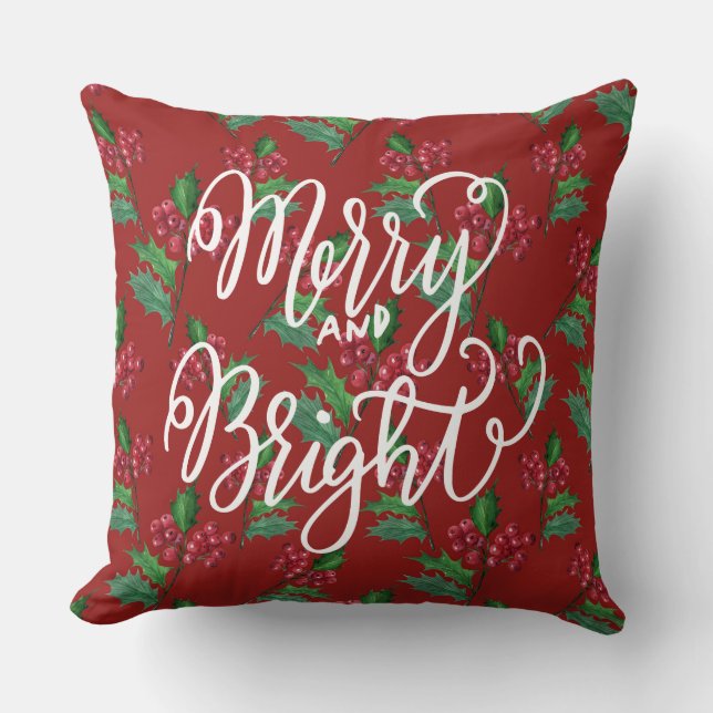 Merry Bright/Red Snowflake/Guld-julklapp Kudde (Framsida)