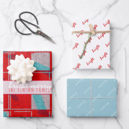 Merry Bright Red Sticka Knitting Family Helgdag