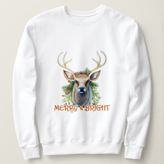 Merry & Bright Reindeer T Shirt (Design framsida)