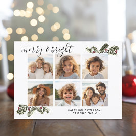 Merry Bright Retro 6-fotojul, Gräs Grenar Julkort