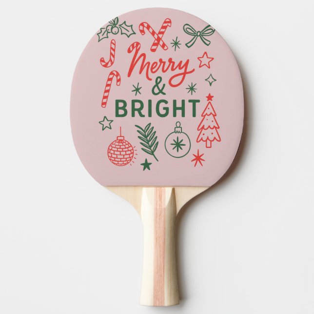 Merry & Bright Retro Christmas Stocking | Festive  Pingisracket (Framsidan)