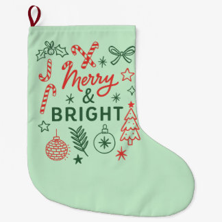 Merry & Bright Retro Christmas Stocking | Festive Stor Julstrumpa