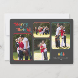 Merry & Bright Retro Colorful Photo jul Holi Julkort