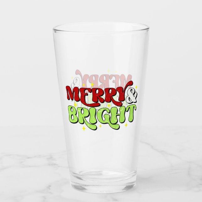 Merry & Bright - Retro jul Glad helg Glaskopp (Framsida)