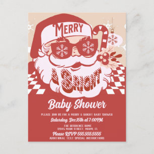 Merry Bright Retro jultomjul Baby Shower Red Vykort