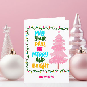 Merry Bright Rosa Julgran Cute Anpassningsbar Helgkort