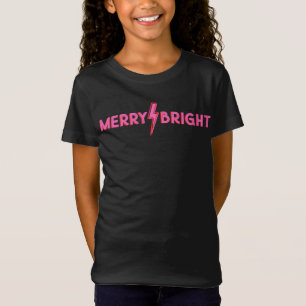 Merry ⚡ Bright Rosa Lightning Bult-jul T Shirt