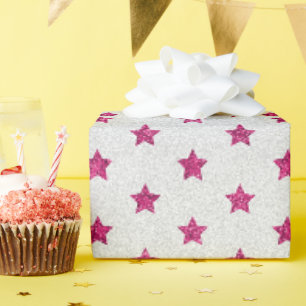 Merry & Bright Rosa Punky jul Star Glitter Presentpapper