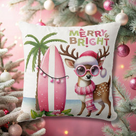 Merry & Bright Rosa Tropical Reindeer Kudde