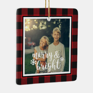 Merry & Bright Rustic Buffalo Play Photo Ornament