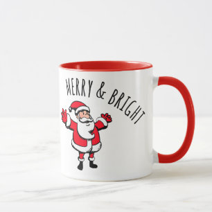 Merry & Bright Santa 11 oz Two-Tone Mugg