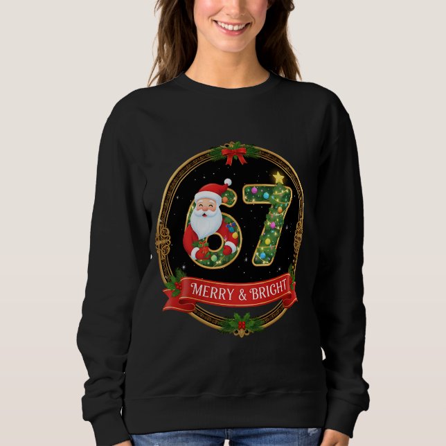 Merry & Bright Santa Claus Six Seven Xmas Meme 6 7 T Shirt (Framsida)