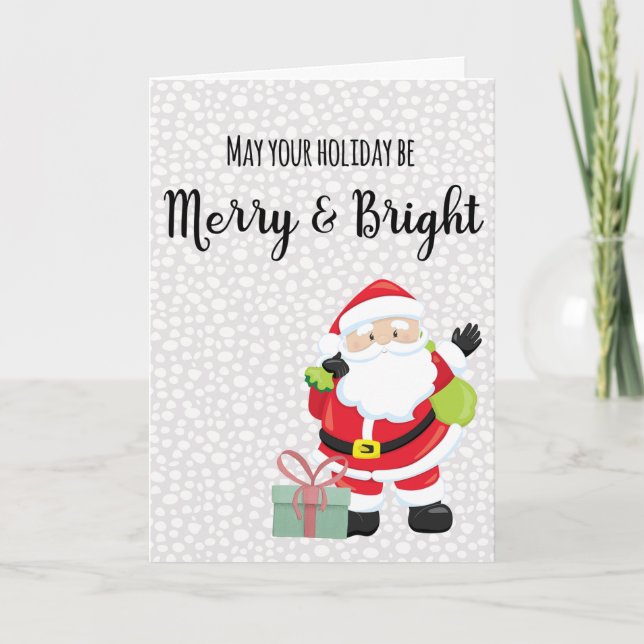 Merry & Bright Santa Personlig Helgkort (Framsida)