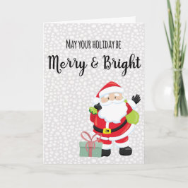 Merry & Bright Santa Personlig Helgkort